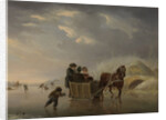 Winter Scene, Horse-Sleigh on the Ice by Andries Vermeulen