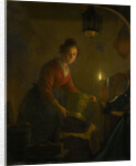 A Woman in a Kitchen by Candlelight by Michiel Versteegh