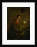 A Woman in a Kitchen by Candlelight by Michiel Versteegh