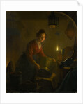A Woman in a Kitchen by Candlelight by Michiel Versteegh