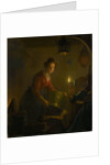 A Woman in a Kitchen by Candlelight by Michiel Versteegh