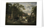 Italian Landscape with Shepherds and Animals at a Fountain by Jean Louis Demarne