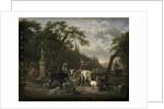 Italian Landscape with Shepherds and Animals at a Fountain by Jean Louis Demarne