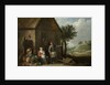 A peasant with his wife and child in front of the farmhouse by David Teniers