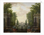 Water Terrace with Statues and Fountains in a Park by Isaac de Moucheron