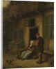 A woman gutting herring in front of her house by Adriaen van Ostade