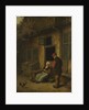 A woman gutting herring in front of her house by Adriaen van Ostade