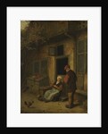 A woman gutting herring in front of her house by Adriaen van Ostade