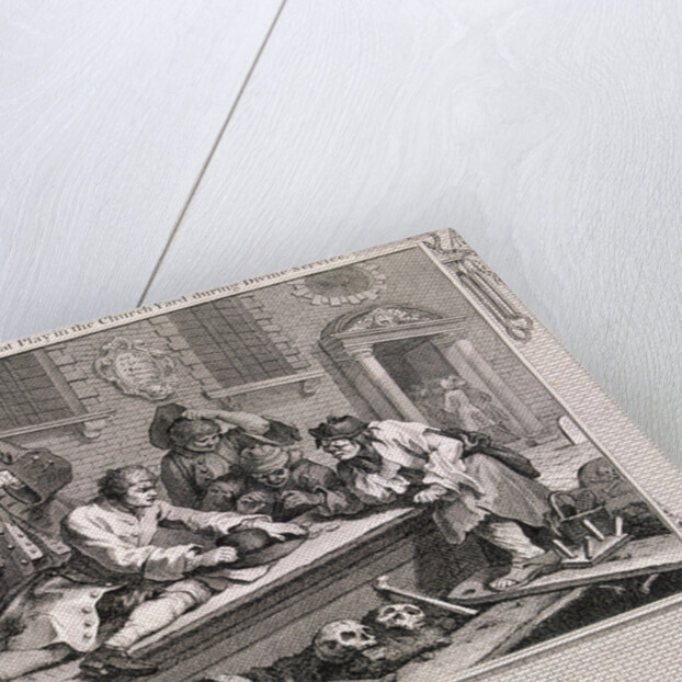 The idle 'prentice at play in the church yard...', plate III of Industry and Idleness 1747 by William Hogarth