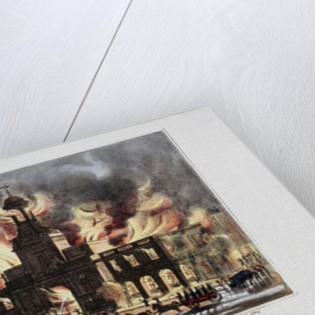 Destruction of the Royal Exchange' (2nd) fire, London by W Clerk