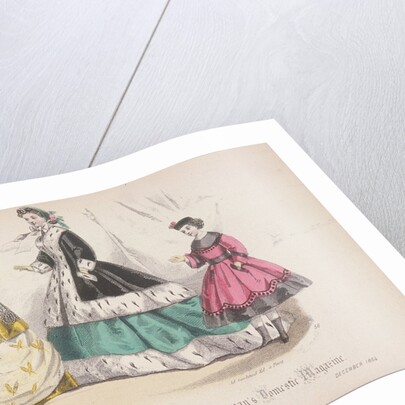 Two women and a child wearing the latest fashions by Anonymous