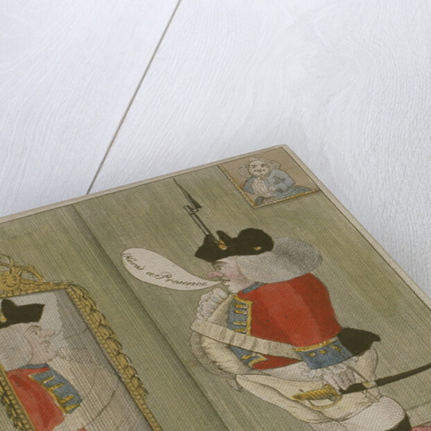 View of a portly City volunteer admiring himself in the mirror by Anonymous