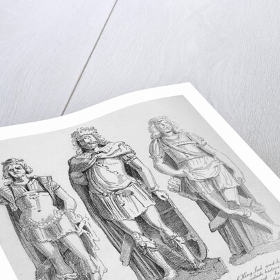 Mutilated figures of the mythical King Lud and his two sons Androgeus and Theomantius by John Thomas Smith