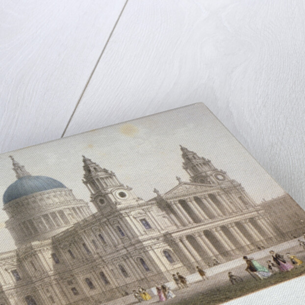 North-west view of St Paul's Cathedral with figures walking in front, City of London by Sir Christopher Wren