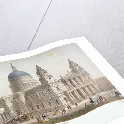 North-west view of St Paul's Cathedral with figures walking in front, City of London by Sir Christopher Wren