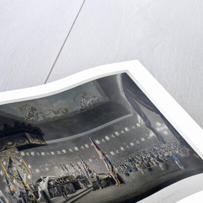 Lord Nelson lying in state in the painted chamber at Greenwich Hospital, London by M Merigot