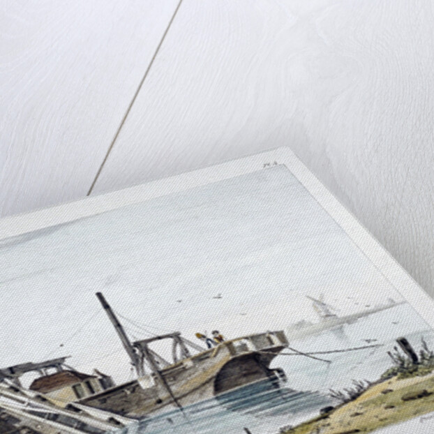 View of a sand vessel on the River Thames at Vauxhall, London by George Harley