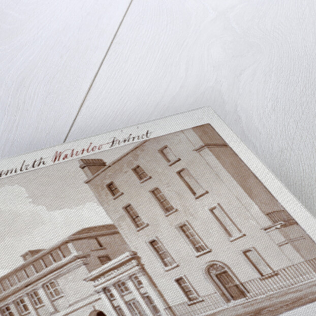 Premises belonging to builders Peto and Grissell in York Road, Lambeth, London by John Buckler