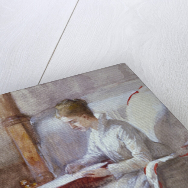 A Woman in White Writing at a Desk by Anna Lea Merritt