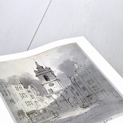 Church of St Giles without Cripplegate from Fore Street, City of London by John Claude Nattes