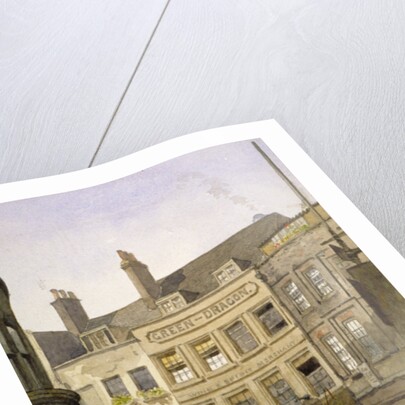 View of no 11 St Andrew's Hill and the Green Dragon Inn with a cart of barrels, London by John Crowther