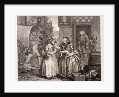 Innocence betrayed, or the journey to London, plate I of The Harlot's Progress by William Hogarth