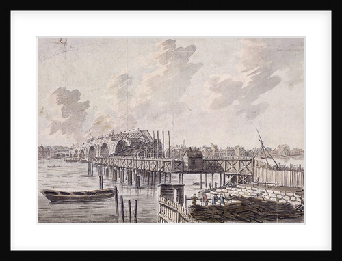 Construction of Blackfriars Bridge, London by Francis Grose