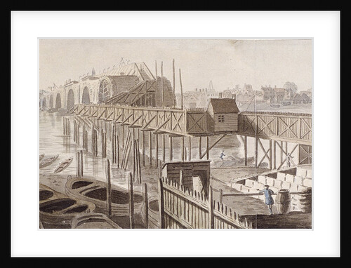 Construction of Blackfriars Bridge by Francis Grose