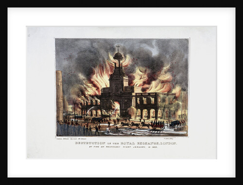 Destruction of the Royal Exchange' (2nd) fire, London by W Clerk