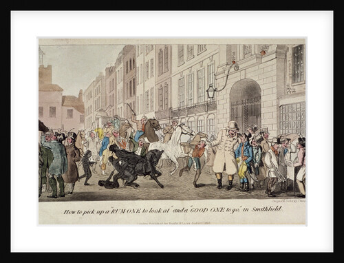 People bargaining for mounts at West Smithfield, London by Theodore Lane