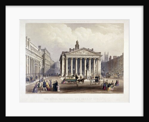 Royal Exchange and the Bank of England on the left, London by Thomas Picken