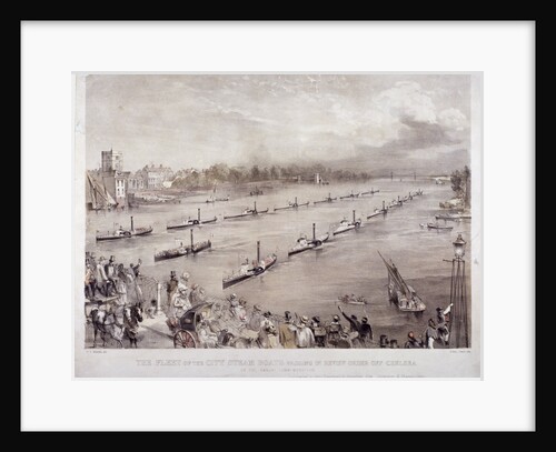 The fleet of the City steamboats passing in review order off Chelsea, London by Edwin Jewitt