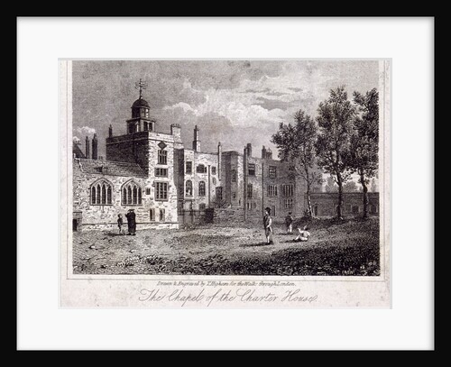 The chapel at Charterhouse with figures, Finsbury, London by Thomas Higham