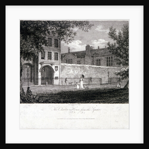 View of Charterhouse from the square with figures, Finsbury, London by John Greig
