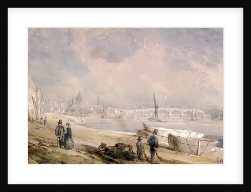 The Thames at low tide and Blackfriars Bridge, London by G Chaumont