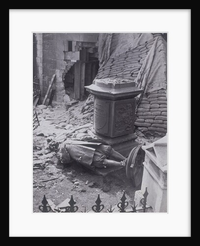 Monument to John Milton and part of St Giles without Cripplegate after bomb damage by Anonymous