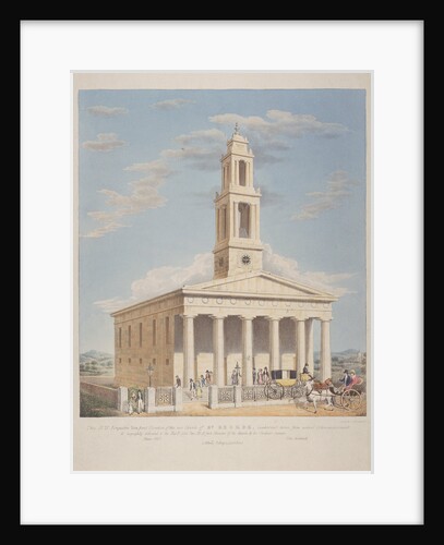 North west view of St George, Camberwell with figures in the front. Camberwell, London by Charles Joseph Hullmandel