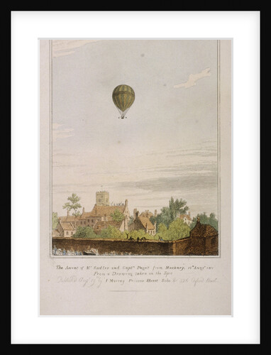 View of James Sadler's balloon over Mermaid Gardens, Hackney, London by Anonymous