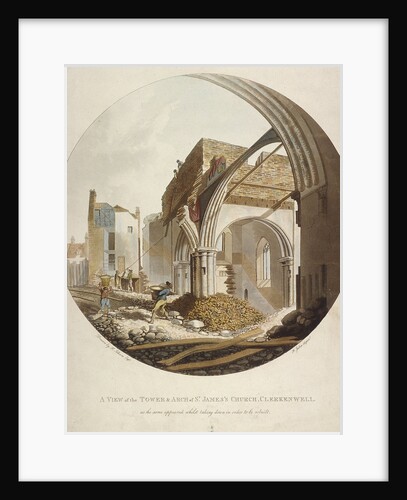 A view of the Tower and Arch of St James's Church, Clerkenwell, Islington, London by Francis Jukes