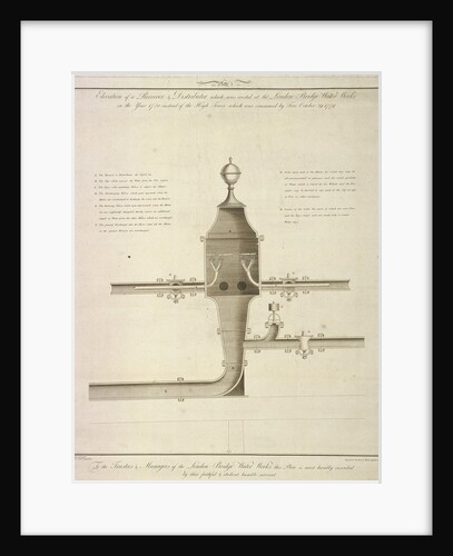 Elevation plan of a receiver and distributor at the London Bridge Waterworks, 1780 (1788) by John Foulds