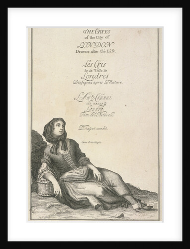 Reclining woman with a basket, Cries of London, (c1688?) by Pierce Tempest