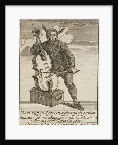 A street musician dressed in costume, Cries of London, (c1688?) by Anonymous