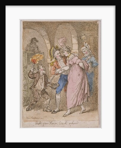 Light your Honor Coach unhired'; scene at Covent Garden piazza,Cries of London by Anonymous