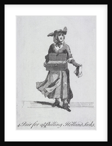 4 Pair for a Shilling Holland Socks, Cries of London, (c1688?) by Anonymous