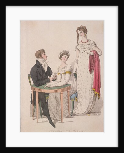 Two women and a man wearing full evening dress by W Read