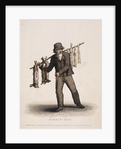 Rabbit seller carrying a pole hung with rabbits by Thomas Lord Busby
