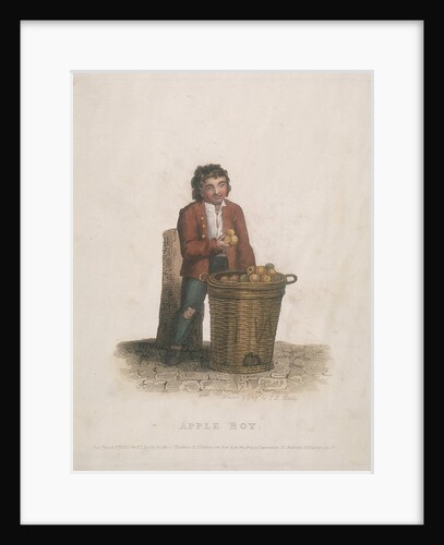 Apple seller with a large basket of fruit by Thomas Lord Busby