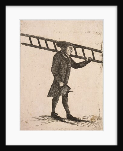 Lamplighter holding a ladder and an oil can by Edward Topham