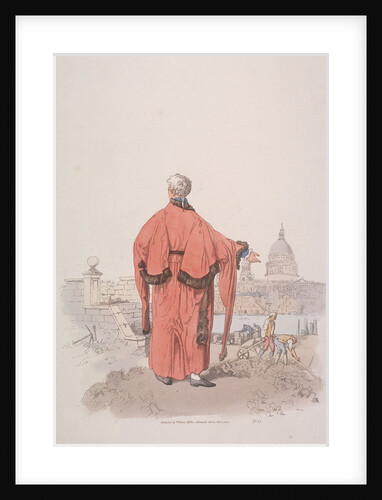 Alderman in civic costume looking towards St Paul's Cathedral, London by William Henry Pyne