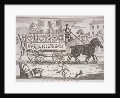 Shillibeer's first omnibus drawn by three horses, London by Anonymous